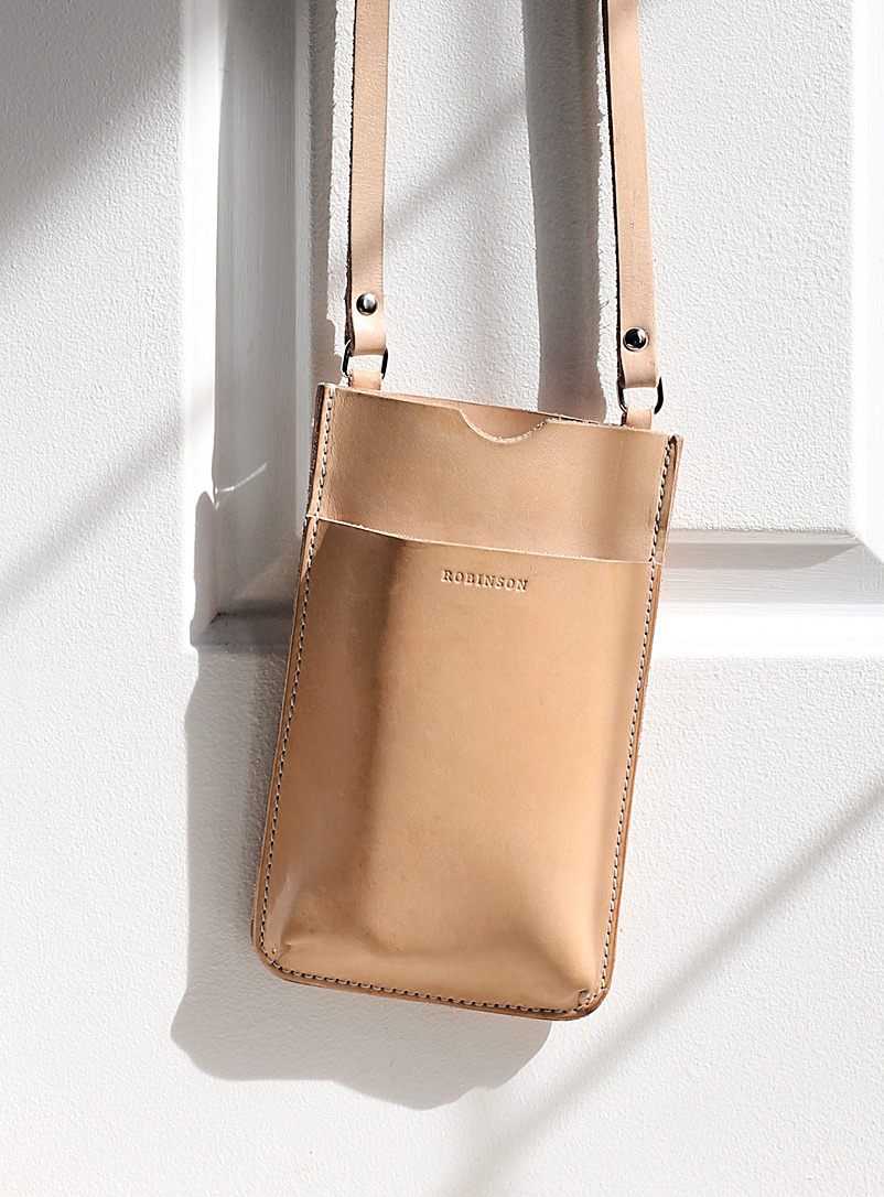 La Compagnie Robinson Sand Dual-pocket mini leather shoulder bag