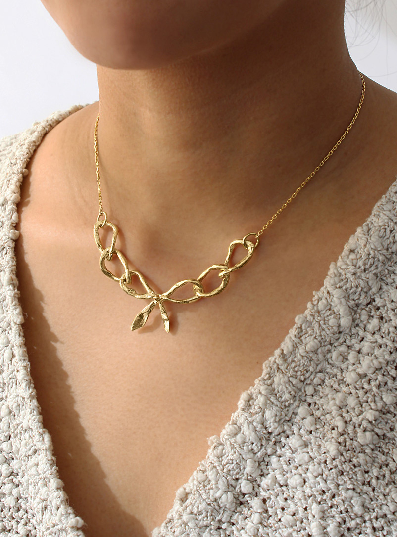 ORA-C Golden Yellow Bow Realis brass necklace for women