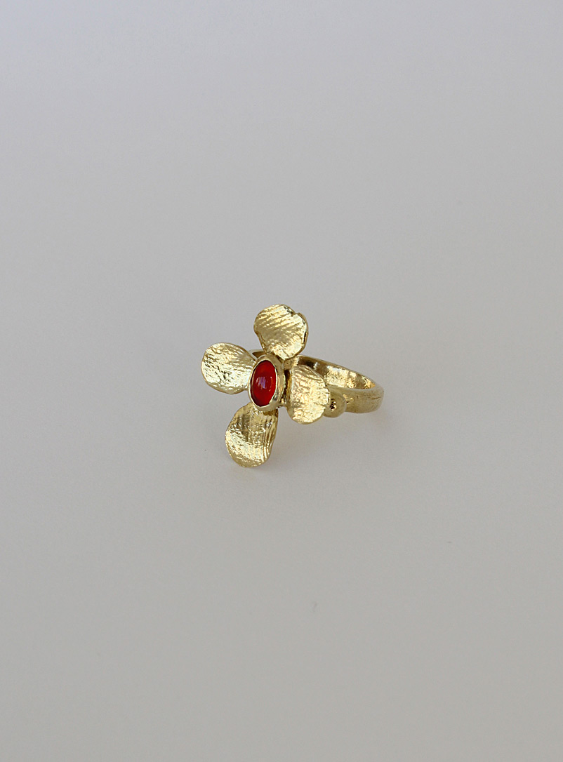 ORA-C Red Cardamine brass ring for women