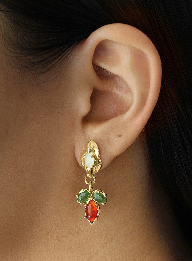 ORA-C Red Eat My Berries brass earrings for women