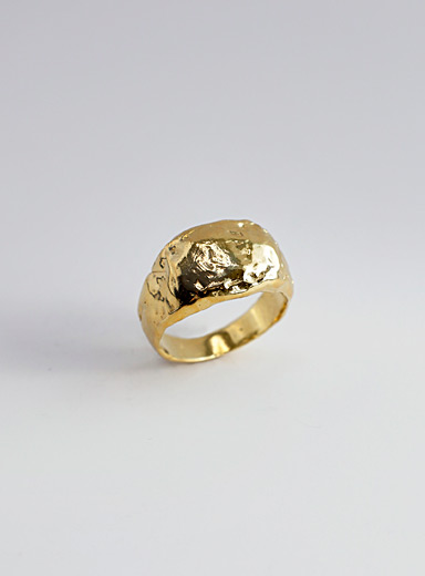 Boulder brass signet ring
