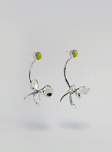 ORA-C: Les boucles d'oreilles en argent sterling Magnolia Drip Vert