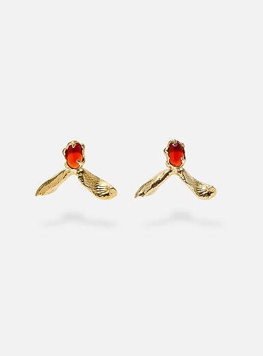 ORA-C: Les boucles d'oreilles cornaline Ace of Ferns Rouge
