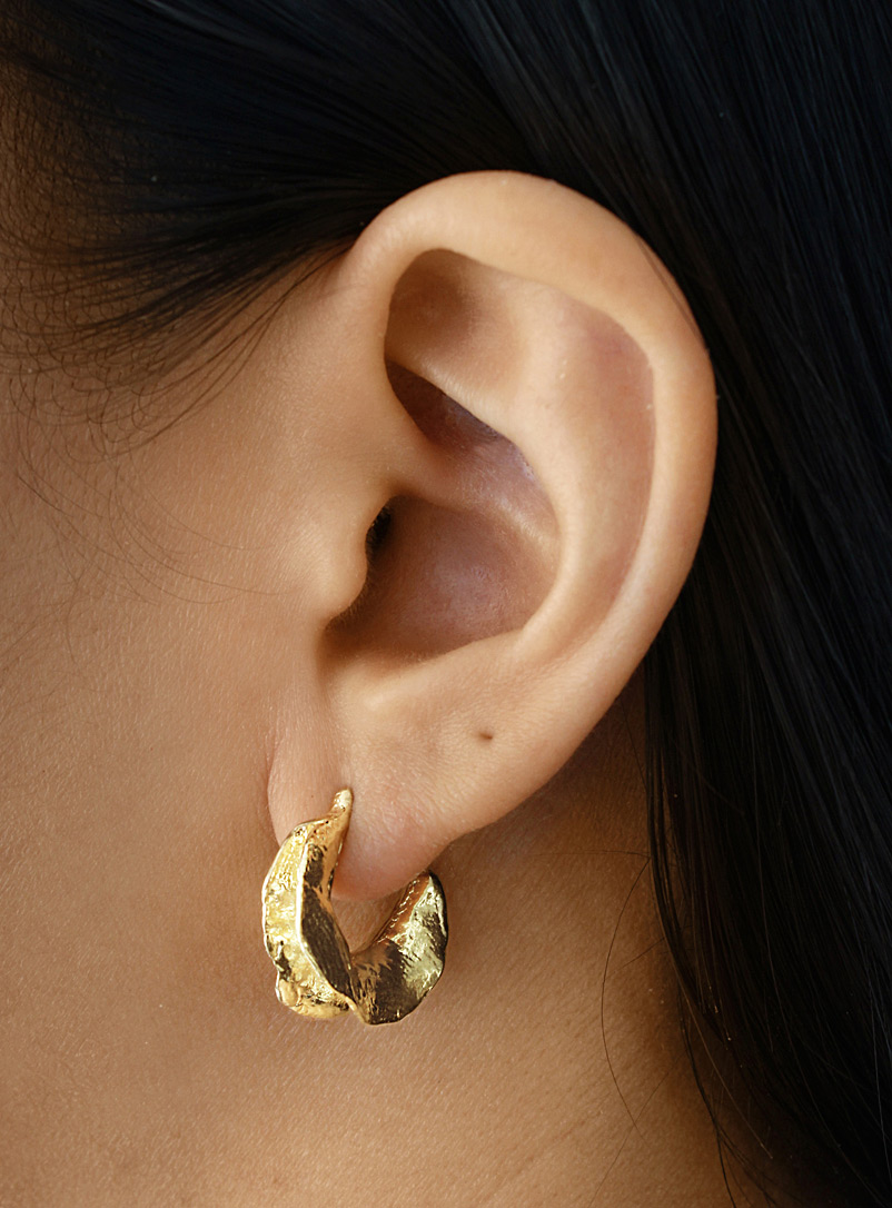 ORA-C: Les boucles d'oreilles Libra Moon dorées Jaune or pour femme