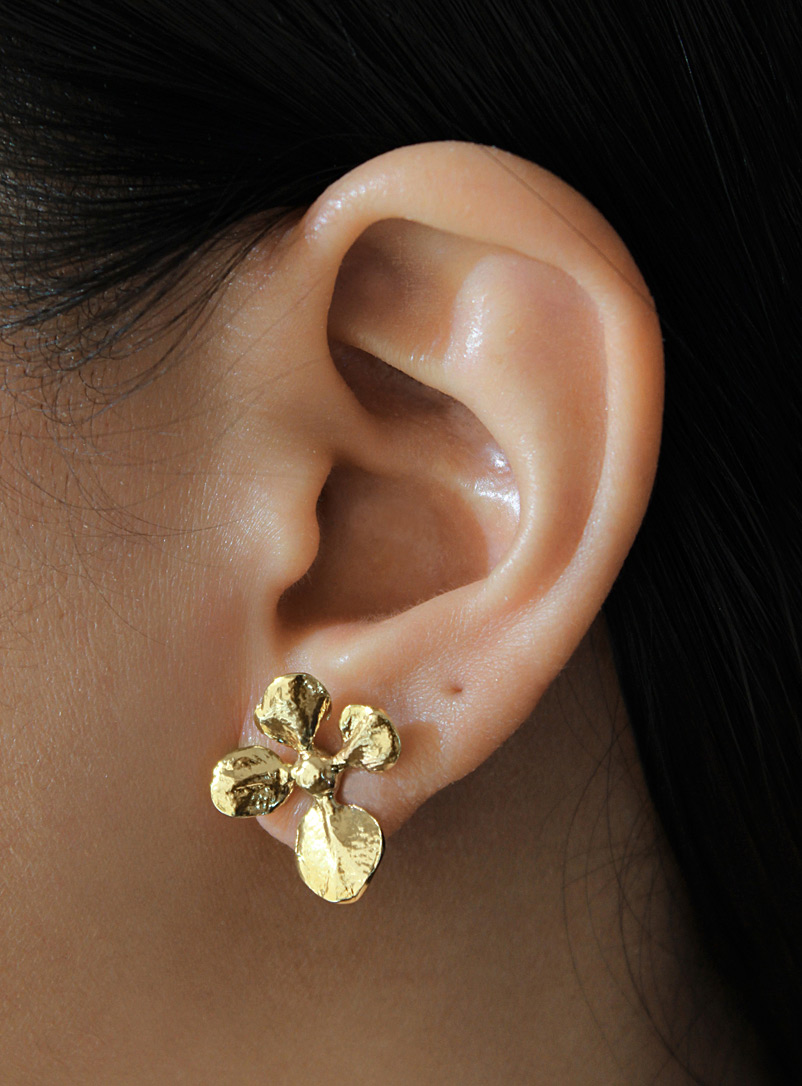 ORA-C: Les boucles d'oreilles Virgo Buds dorées Jaune or pour femme