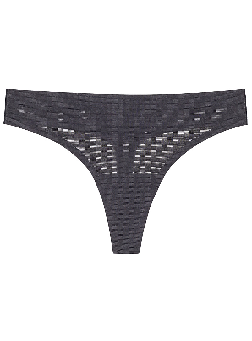 Miiyu Charcoal Micro-perforated thong for women