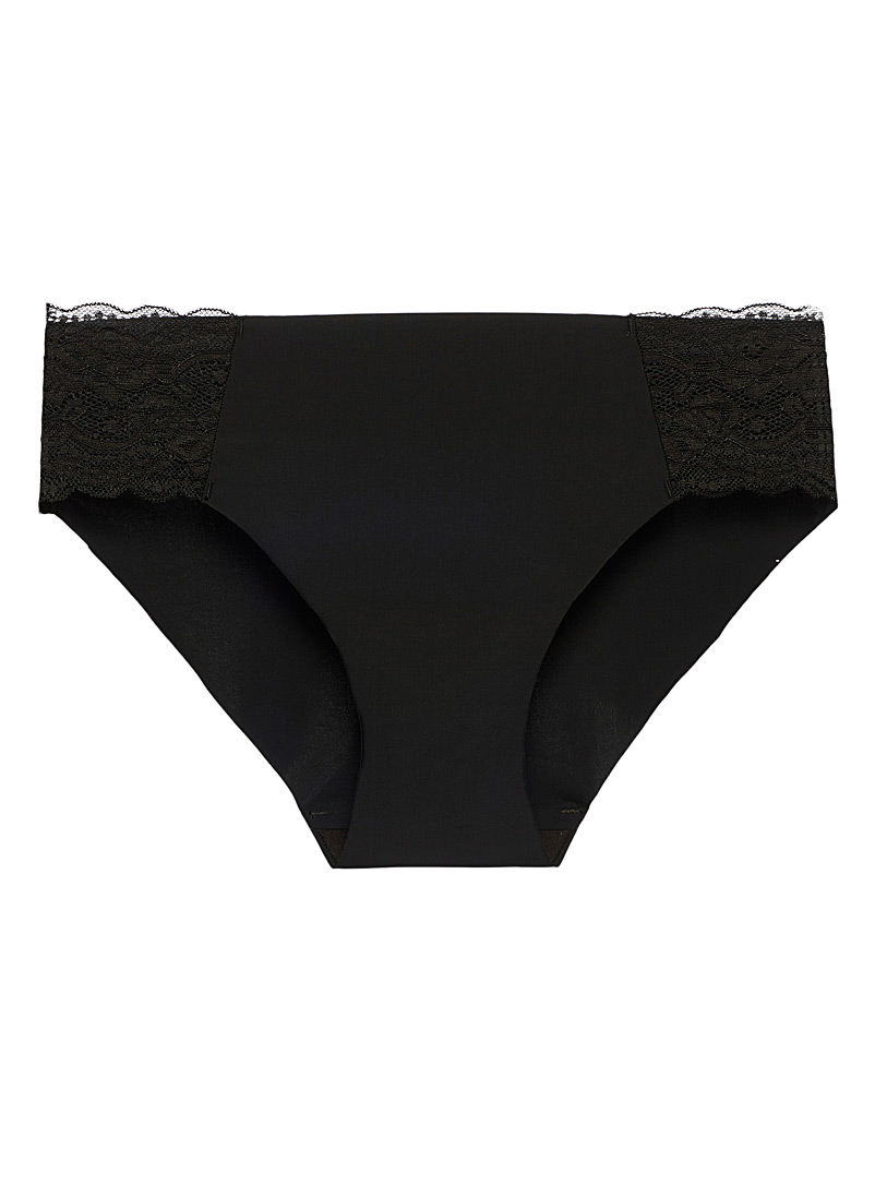 Miiyu Black Black lace-accent hipster for women