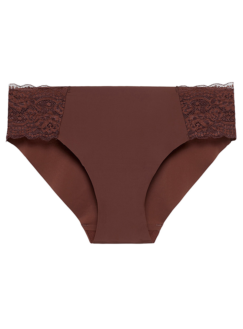 Miiyu Brown Lace accent microfibre hipster for women