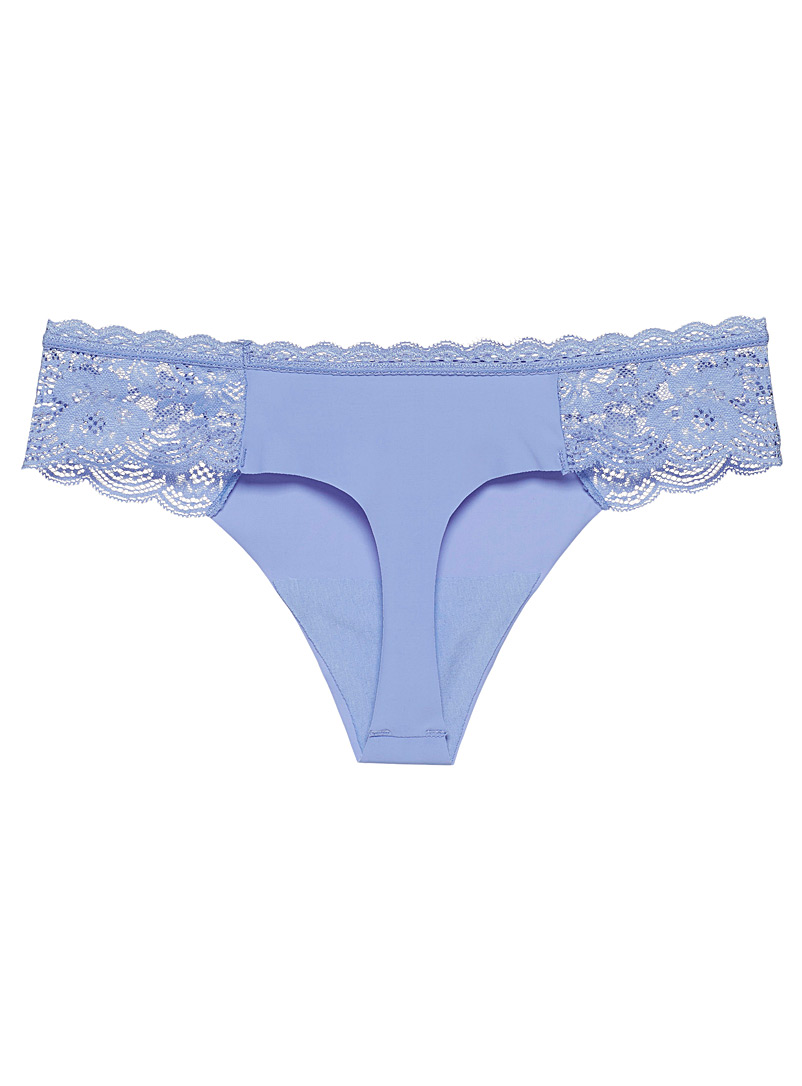 Miiyu Teal Colourful lace-insert thong for women