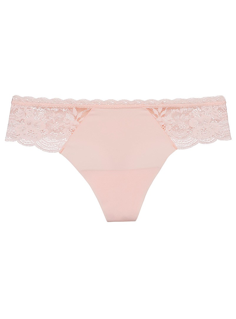 Miiyu Pink Colourful lace-insert thong for women