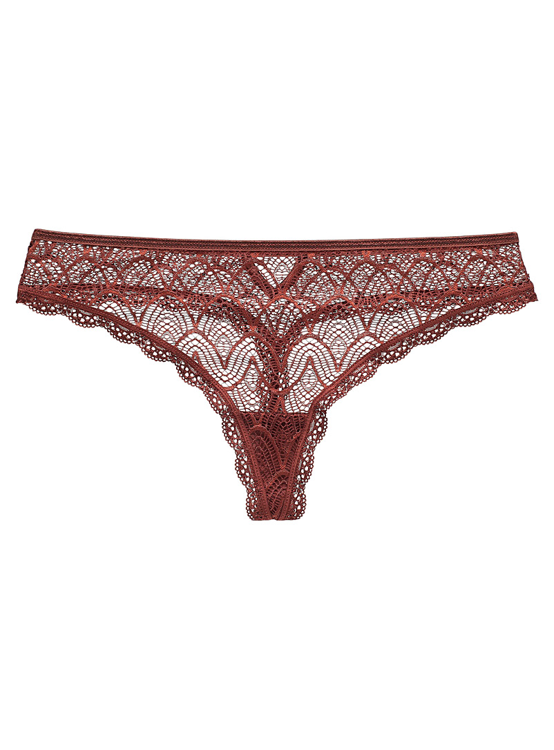 Miiyu Medium Brown Wavy lace thong for women