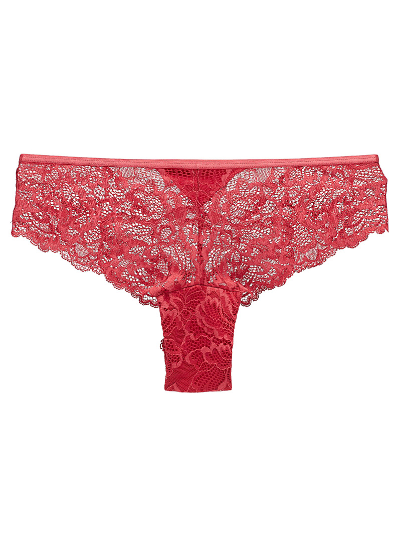 Miiyu Red Lace and satin thong for women
