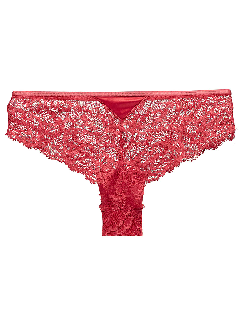 Miiyu Red Lace and satin thong for women