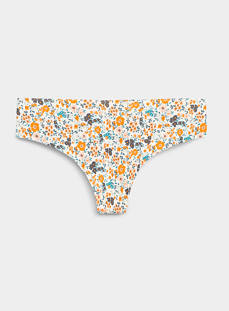 Miiyu Patterned Blue Colourful microfibre thong for women