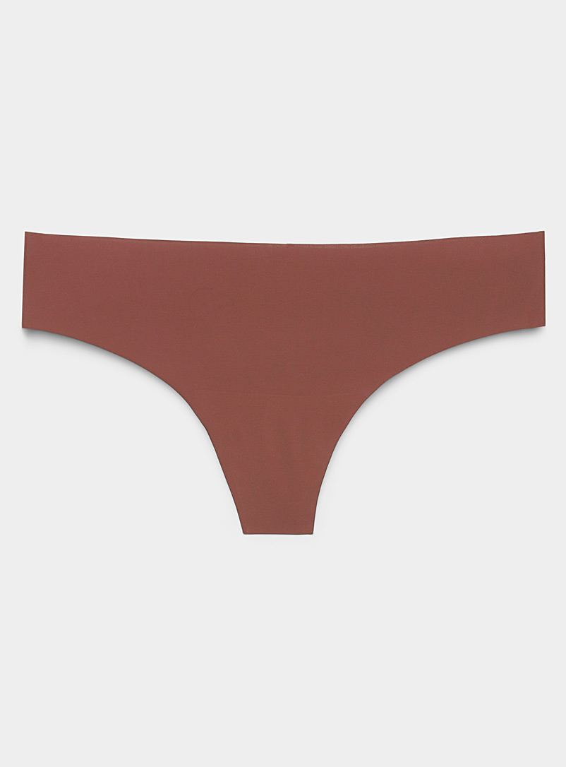 Miiyu Brown Colourful microfibre thong for women
