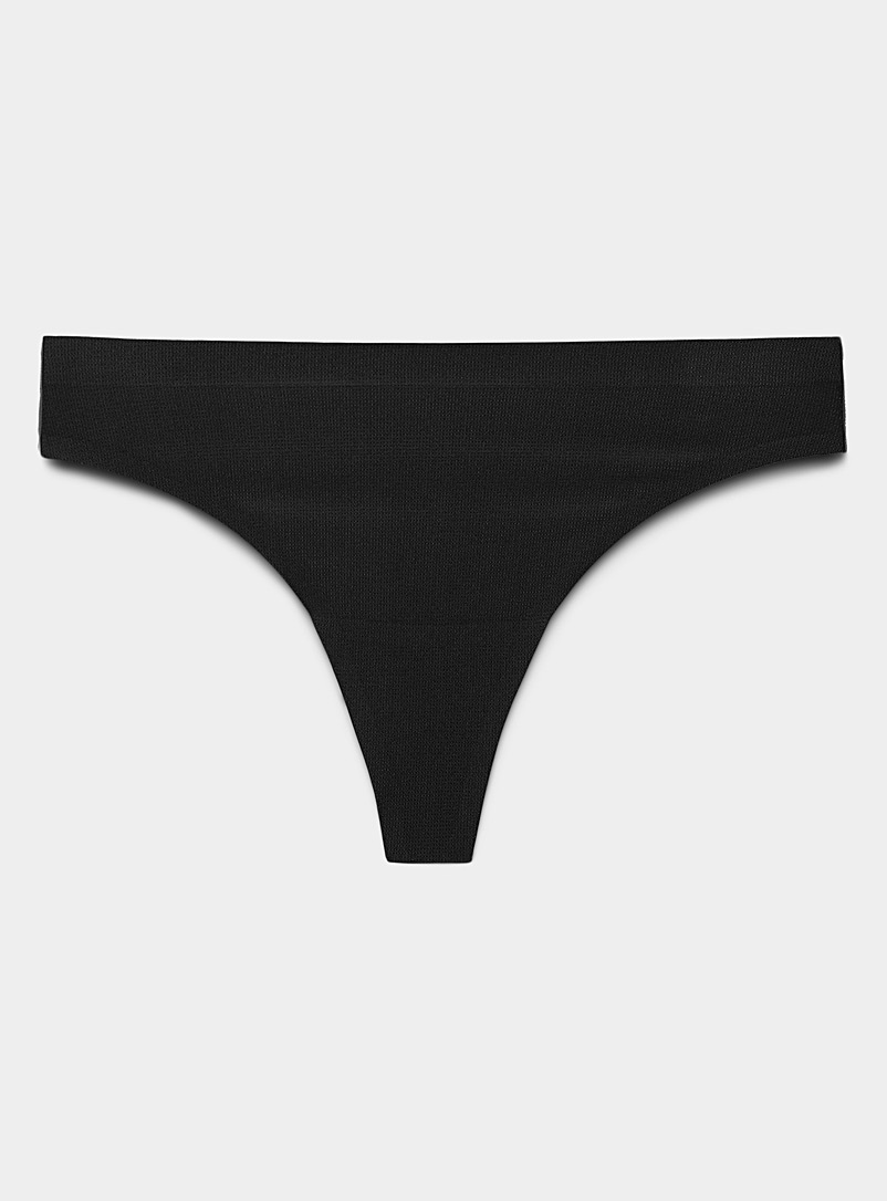Miiyu Black Micro-perforated thong for women