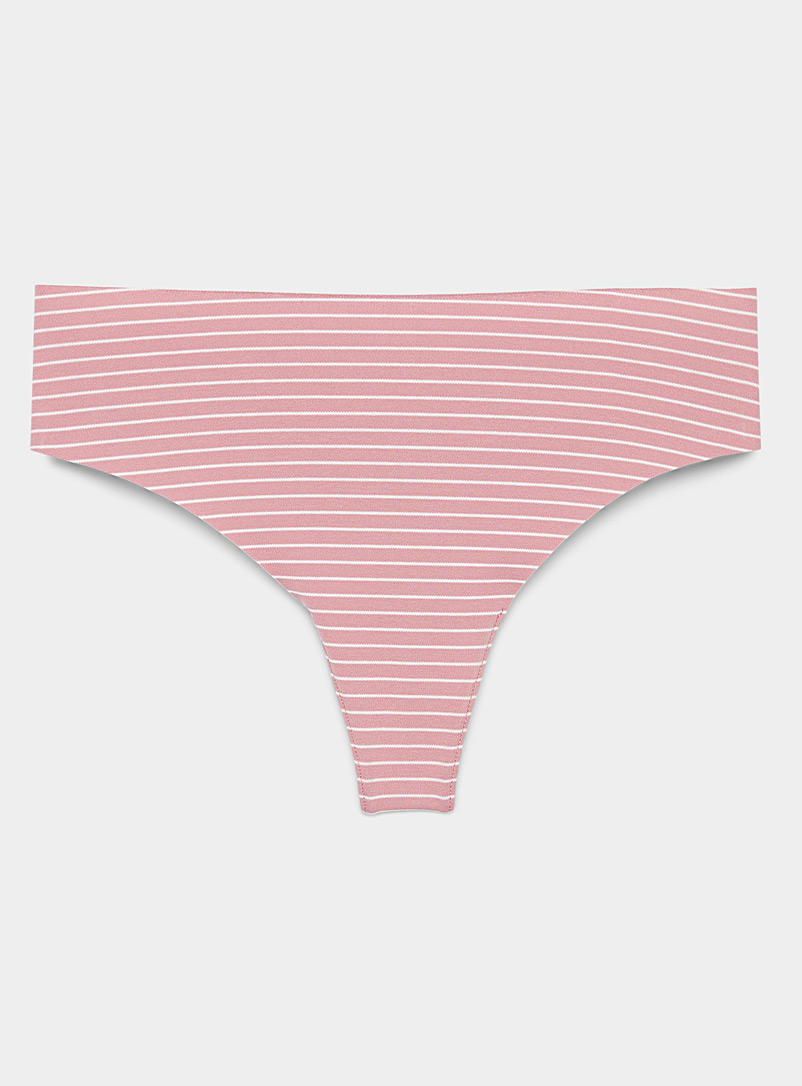 Miiyu Pink Stretch cotton laser-cut high-waist thong for women