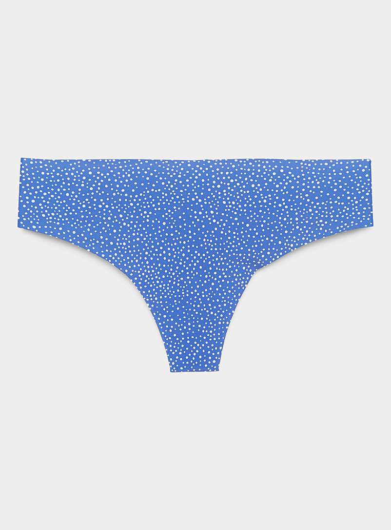 Miiyu Sapphire Blue Laser-cut patterned recycled nylon thong for women