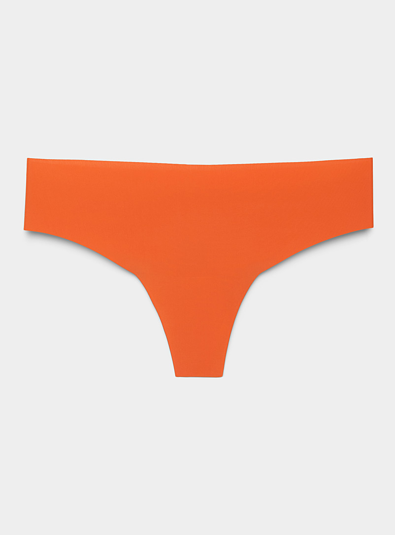 Miiyu Dark Orange Colourful laser-cut recycled nylon thong for women