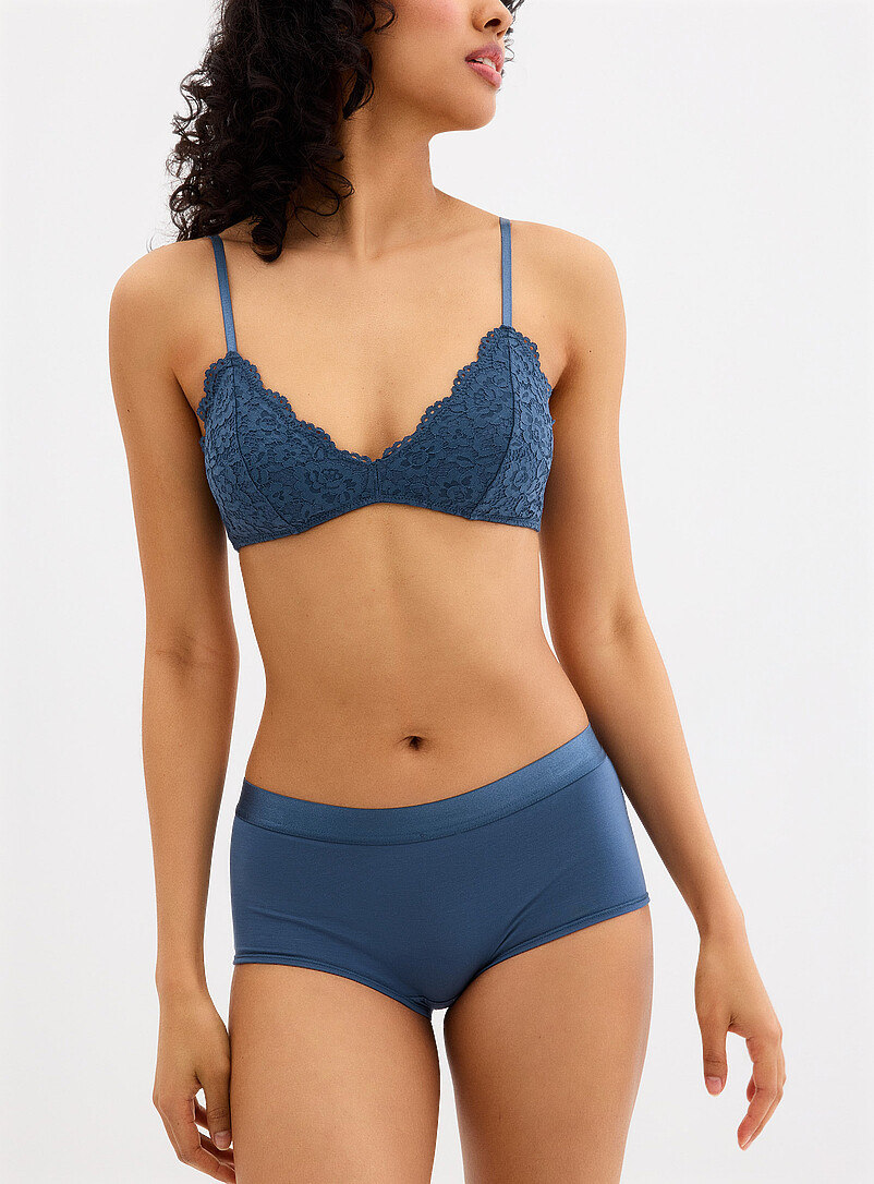 Miiyu: La bralette triangle dentelle et festons Rose pour femme