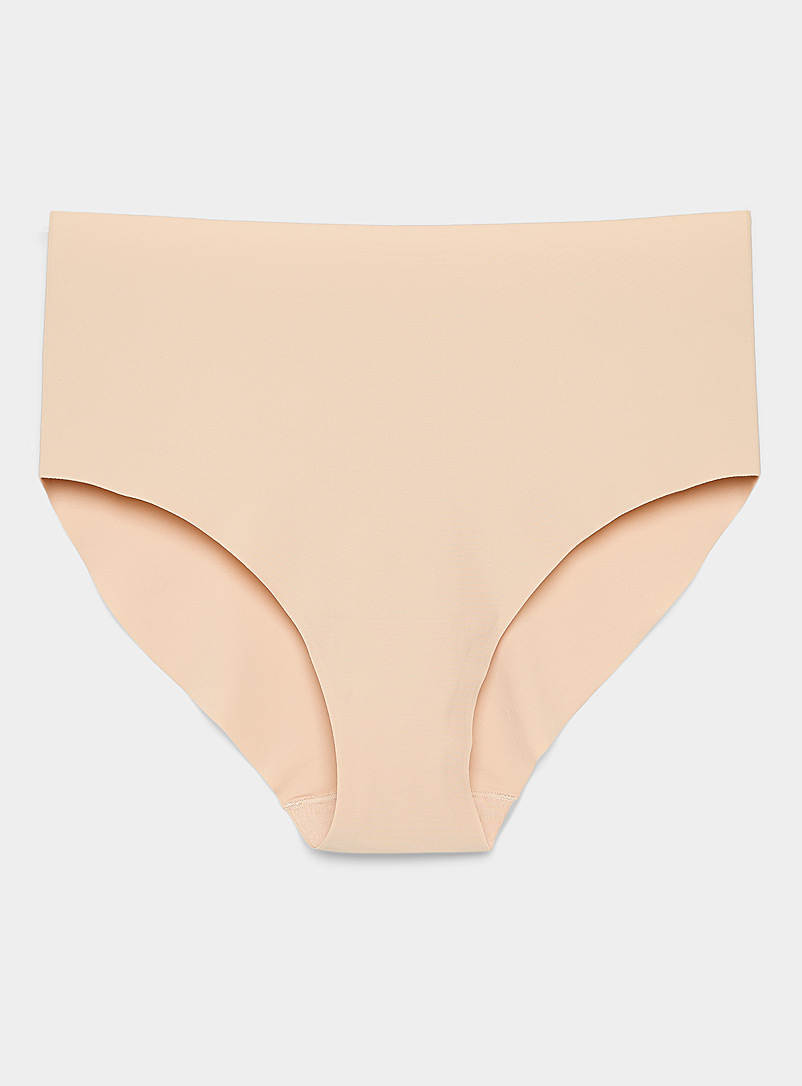 Miiyu Beige Recycled nylon high-waisted laser-cut panty for women