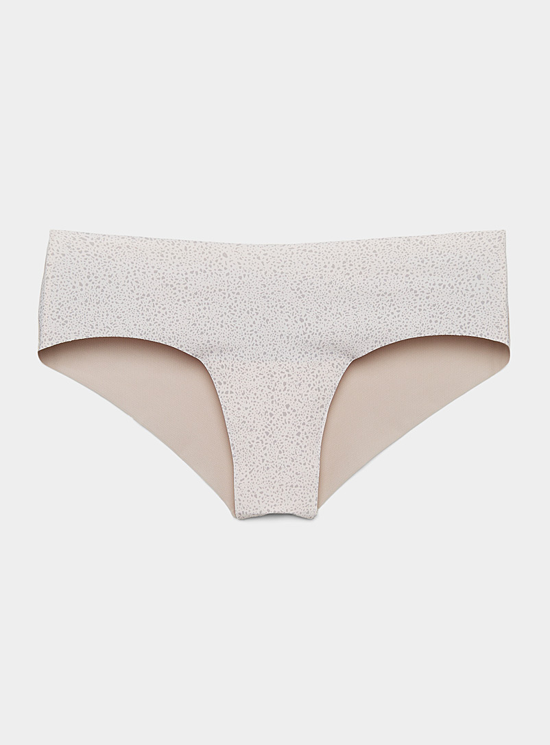 Miiyu Patterned Grey Mesh and microfibre Brazilian panty for women