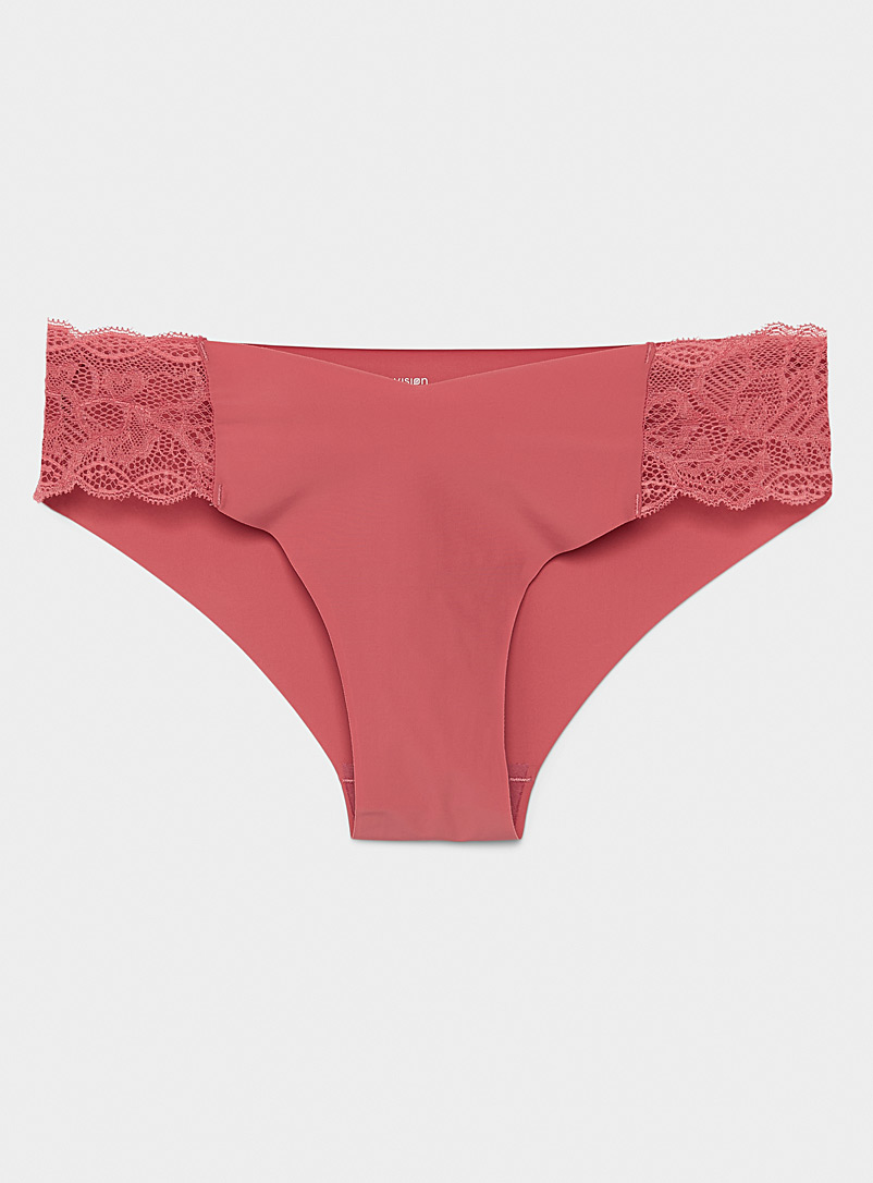 Miiyu Pink Recycled nylon laser-cut Brazilian panty for women