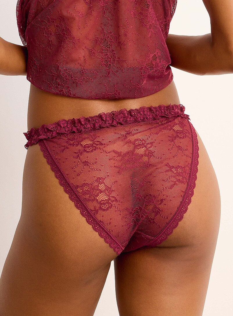 Miiyu: Le bikini dentelle romantique Nylon recycl&eacute; Blanc cass&eacute; pour femme