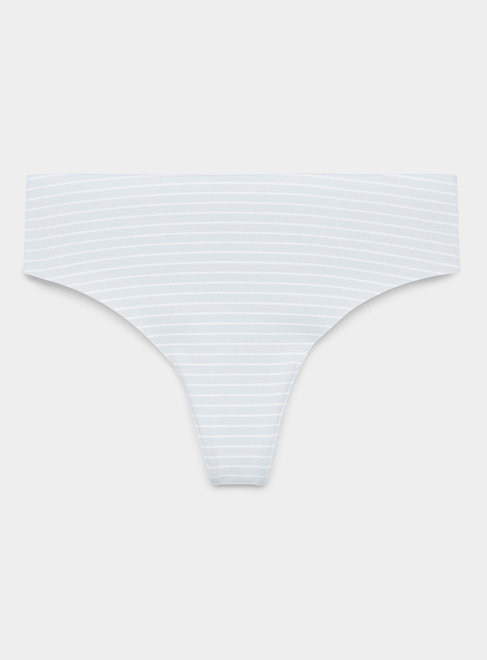 Miiyu Stretch Cotton Laser-cut High-rise Thong In Patterned Blue