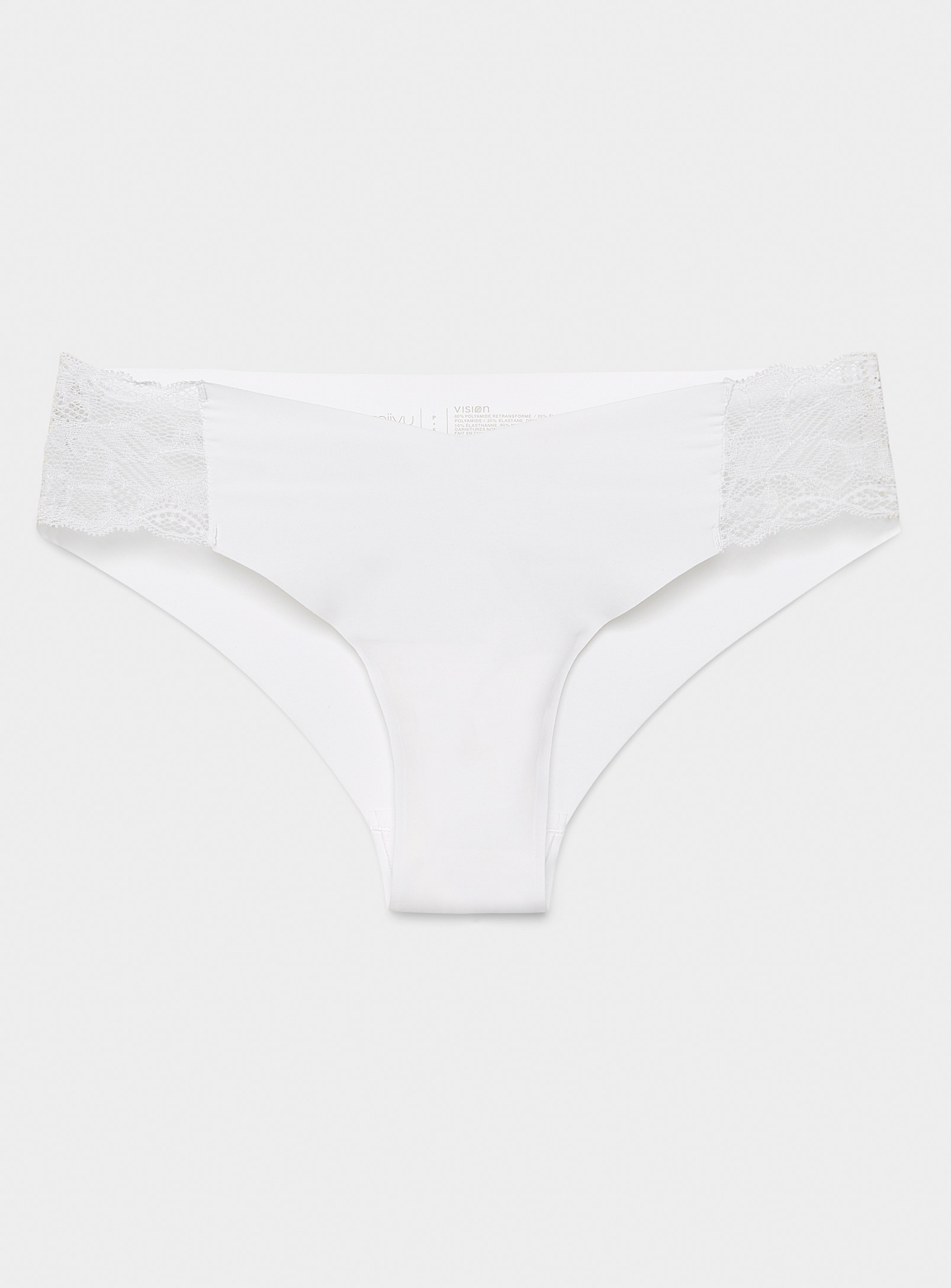 Miiyu Recycled Nylon Laser-cut Brazilian Panty In White