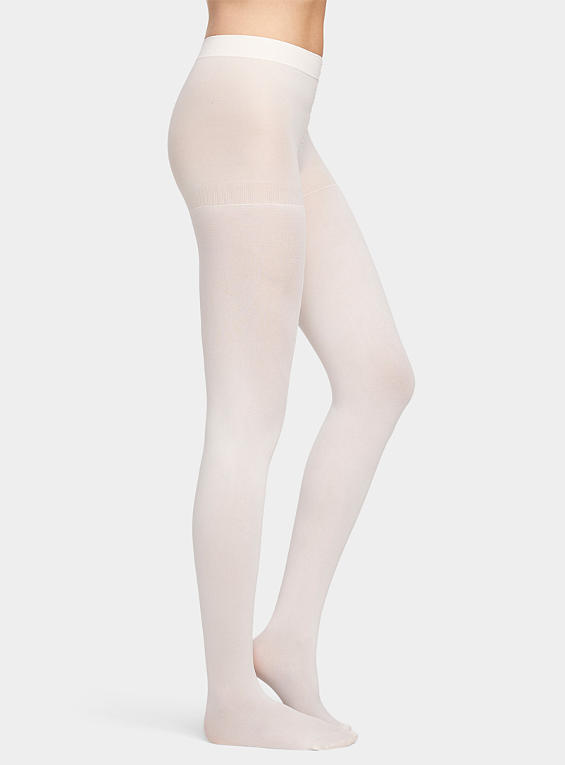 Simons Ivory White Colourful 3D microfibre shaping tights for women