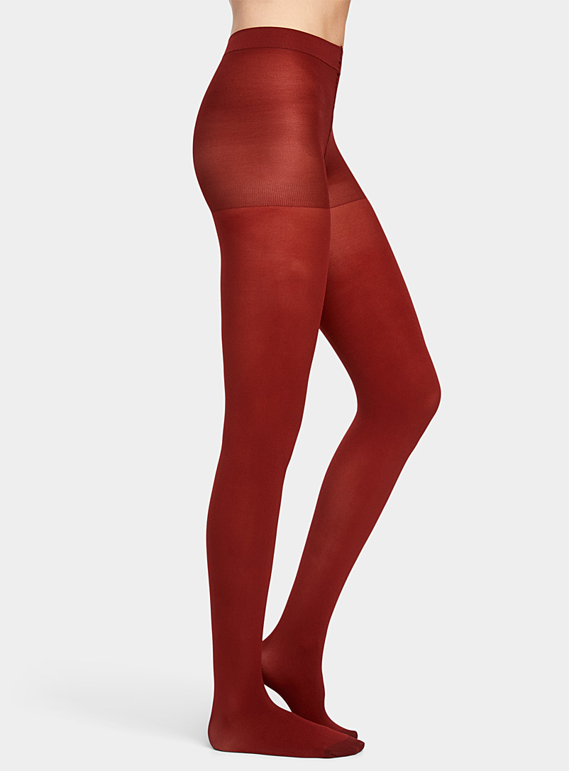 Simons Ruby Red Colourful 3D microfibre shaping tights for women