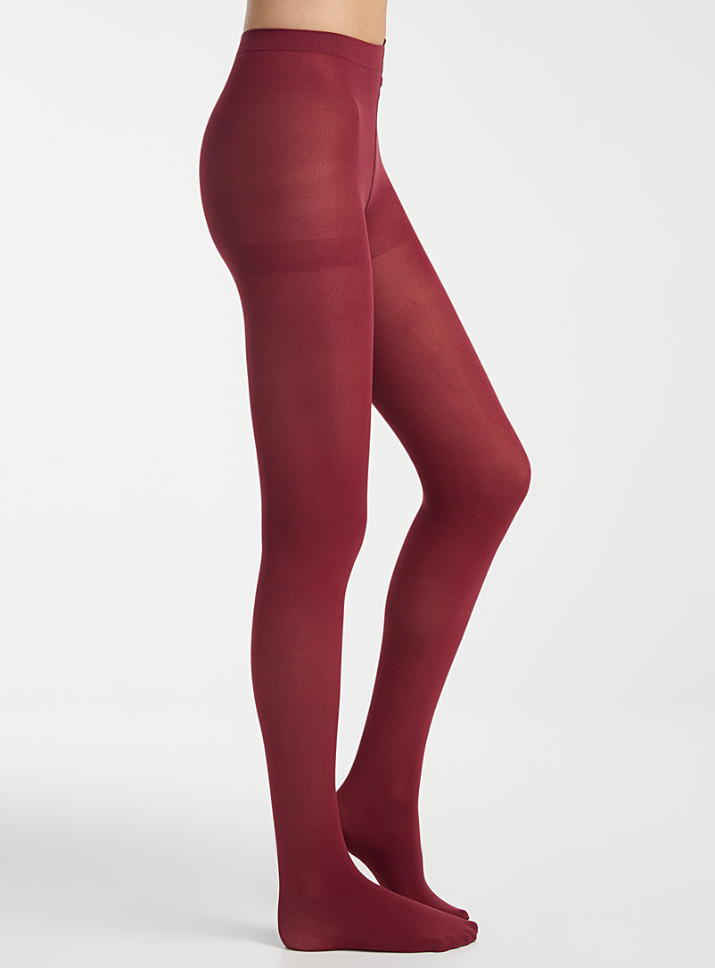 Simons Ruby Red Solid microfibre tights for women