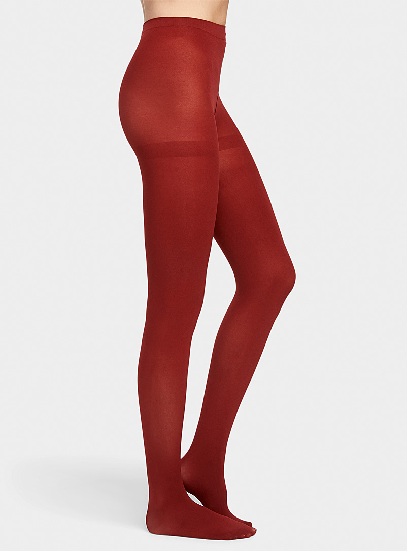 Simons Ruby Red Colourful 3D microfibre tights for women