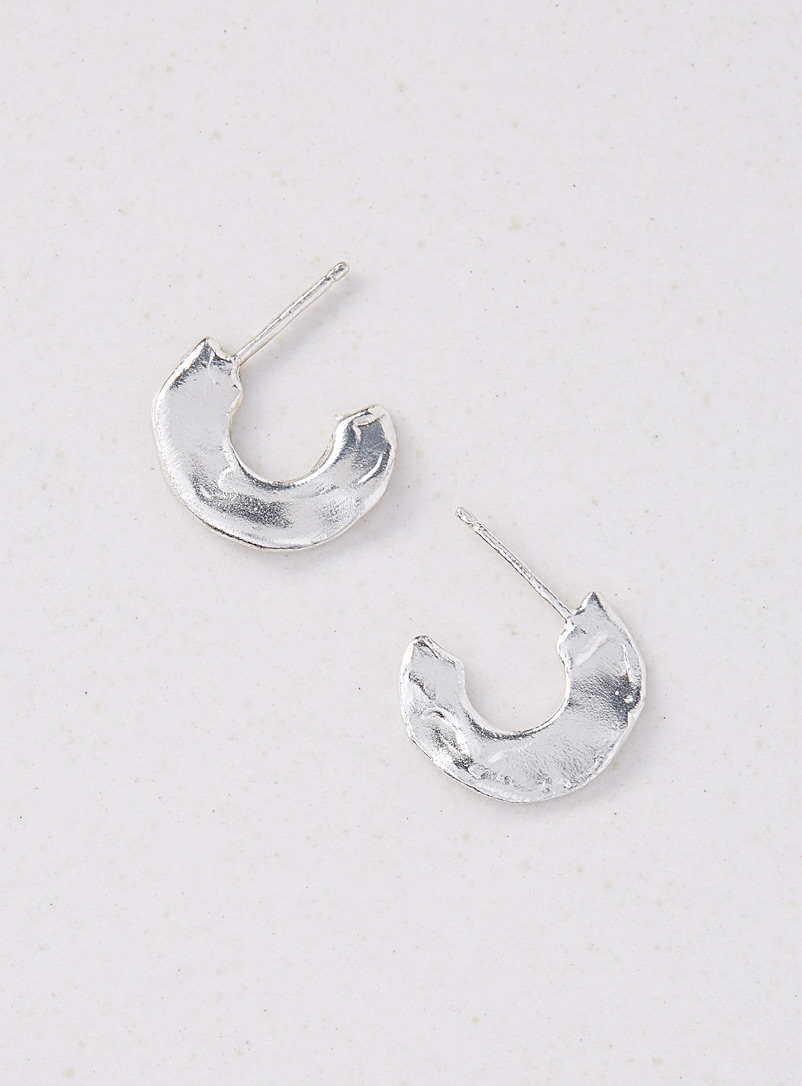 PAR ICI Jewellery Silver Mini disc stud earrings