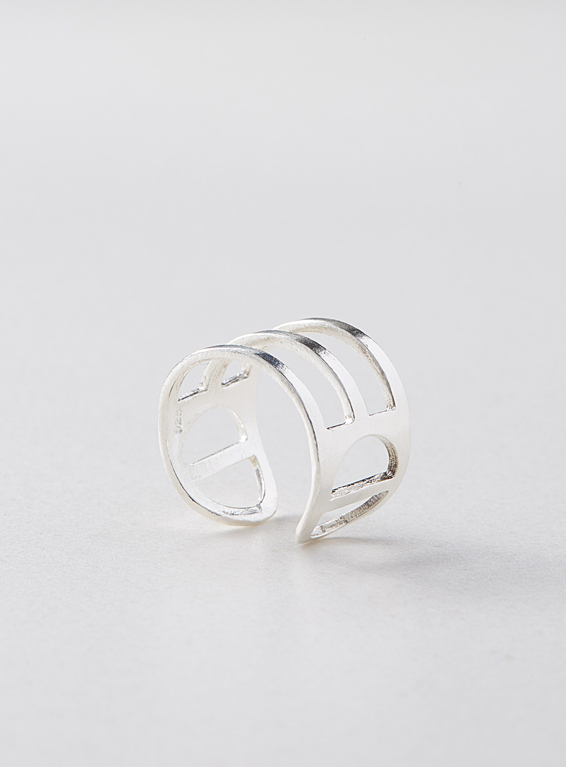 PAR ICI Jewellery Silver Tri-line ring