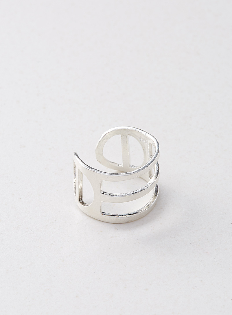 PAR ICI Jewellery Silver Tri-line ring