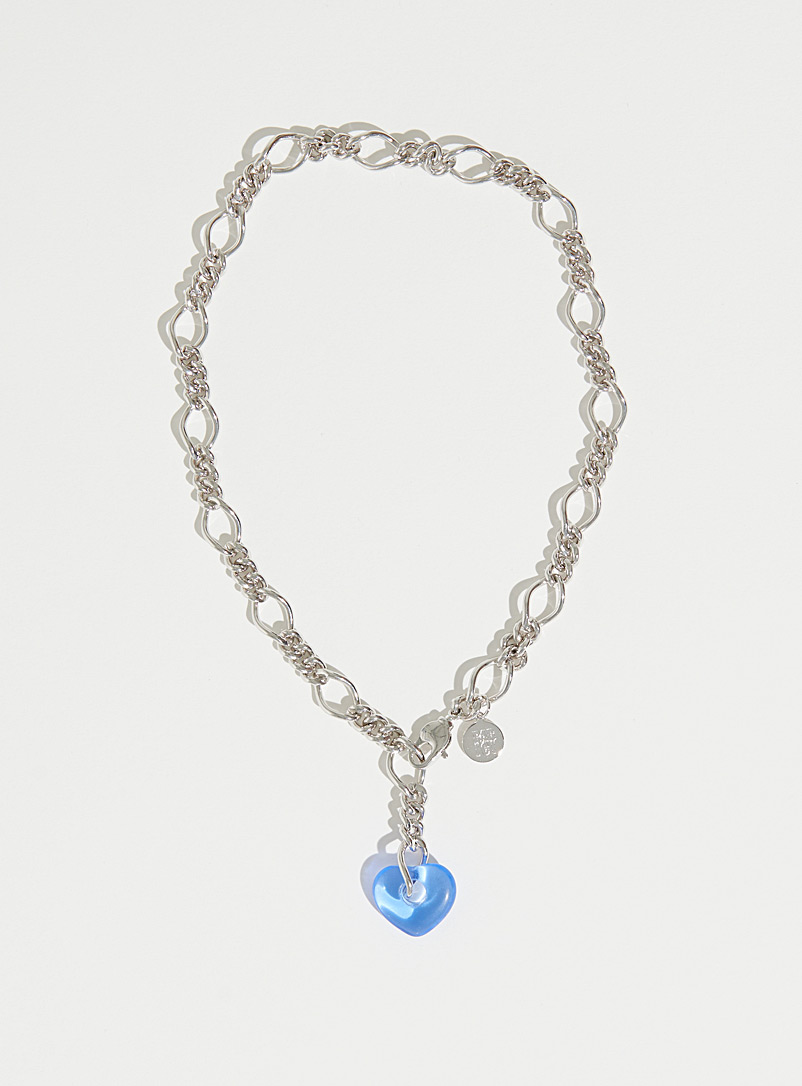 PAR ICI Jewellery: Le collier pendant Heart Bleu pâle-bleu poudre