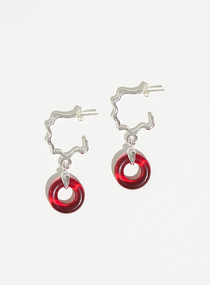 PAR ICI Jewellery Ruby Red Rhodium pendant rings