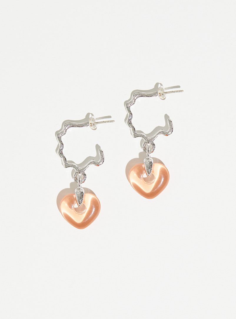 PAR ICI Jewellery Peach Pink Rhodium pendant earrings
