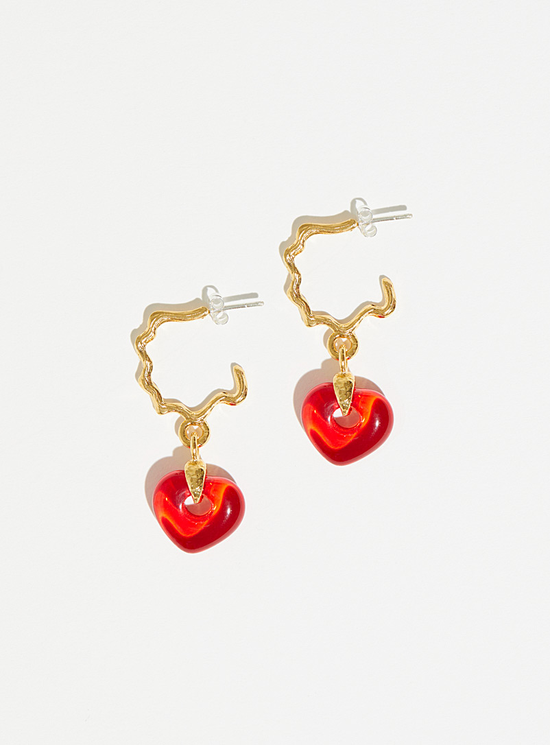 PAR ICI Jewellery: Les anneaux pendentifs or vermeil Rouge