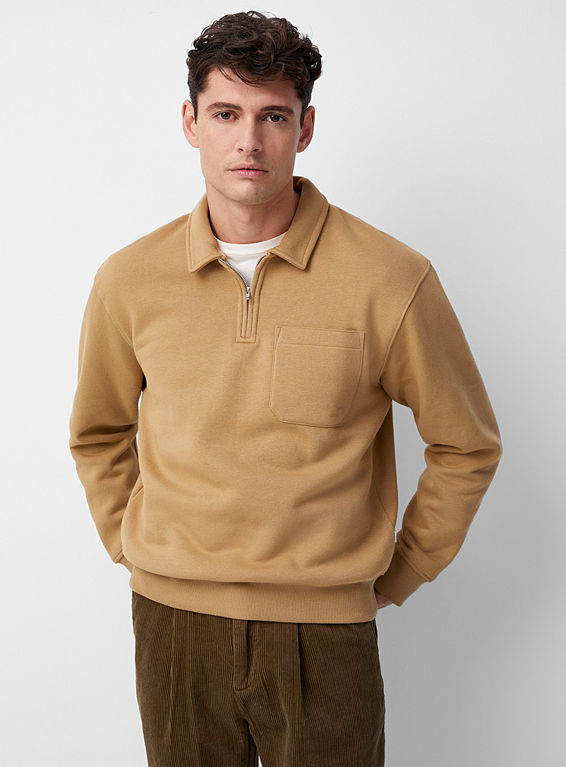 Frank And Oak Fawn Zip-up polo-collar sweatshirt for men