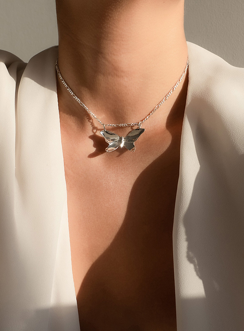 Cadette: Le collier pendentif Butterfly Argent
