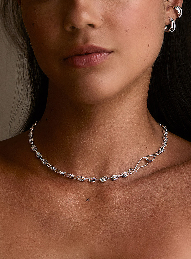 Cadette Silver Odessa anchor link necklace