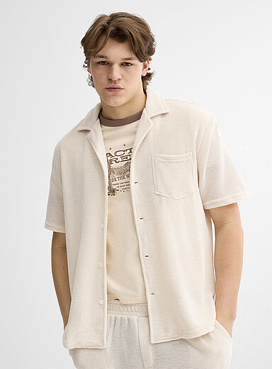 Super Massive: La chemise tricot chenille uni Sable pour homme