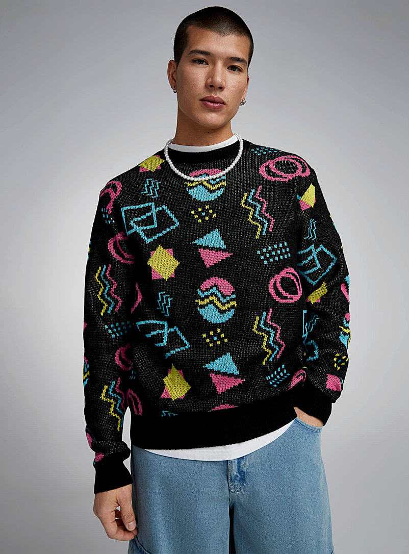 KS-QON BENG Retro Memphis Style Pattern Men's Sweatshirts Crewneck Pullover  Casual Sweater : Clothing, Shoes & Jewelry 