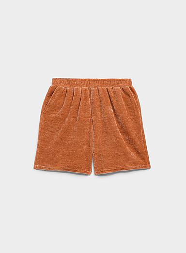 Super Massive Burnt/Brick Orange Solid chenille knit short for men