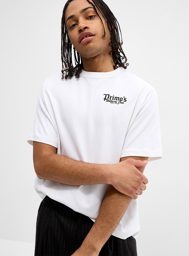 Super Massive Ecru/Linen Local restaurant graphic T-shirt for men