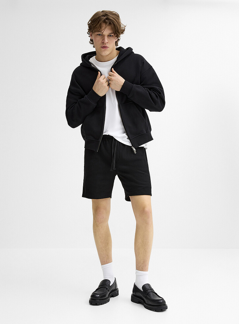 Solid rib-knit short product image (primary)