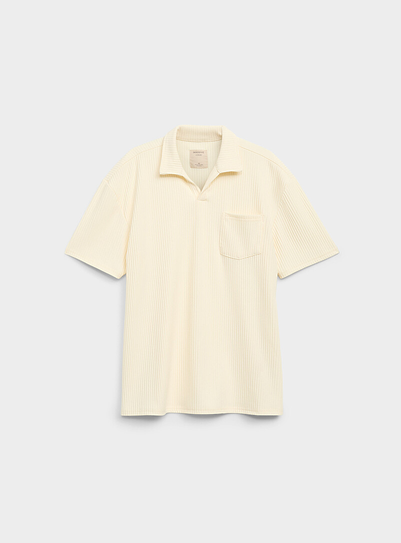Johnny-collar ribbed polo product image (primary)